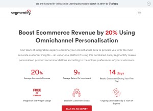 How segmentify.com looks like on a tablet such as an iPad.