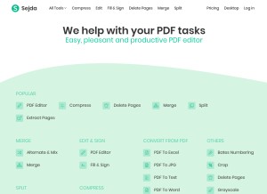 How sejda.com looks like on a tablet such as an iPad.
