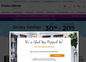 How selectblinds.com looks like on a tablet such as an iPad.