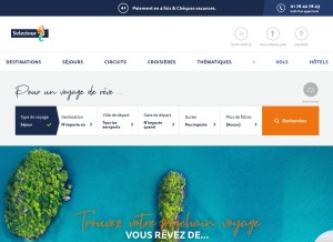 How selectour.com looks like on a tablet such as an iPad.