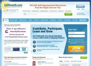 How selfgrowth.com looks like on a tablet such as an iPad.