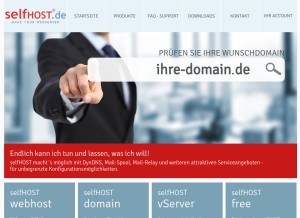 How selfhost.de looks like on a tablet such as an iPad.