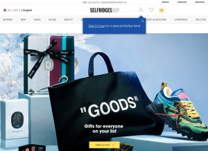 How selfridges.com looks like on a tablet such as an iPad.