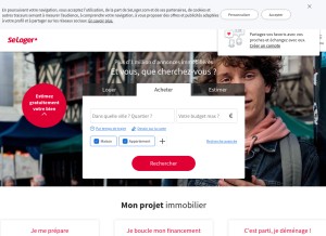How seloger.com looks like on a tablet such as an iPad.