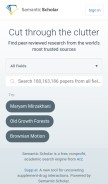 How semanticscholar.org looks like on a mobile device such as an iPhone.