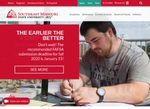 How semo.edu looks like on a tablet such as an iPad.