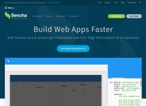 How sencha.com looks like on a tablet such as an iPad.