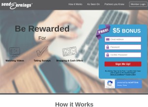 How sendearnings.com looks like on a tablet such as an iPad.