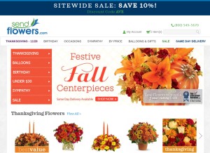 How sendflowers.com looks like on a tablet such as an iPad.