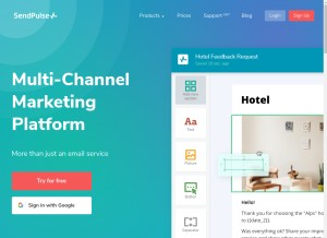 How sendpulse.com looks like on a tablet such as an iPad.