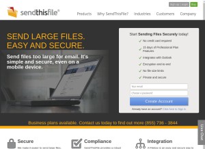 How sendthisfile.com looks like on a tablet such as an iPad.