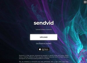 How sendvid.com looks like on a tablet such as an iPad.