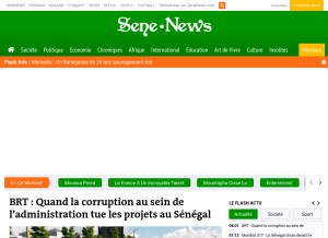 How senenews.com looks like on a tablet such as an iPad.