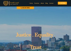 How senftlegal.com looks like on a tablet such as an iPad.