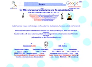 How sengpielaudio.com looks like on a tablet such as an iPad.