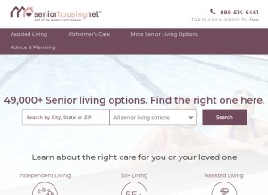 How seniorhousingnet.com looks like on a tablet such as an iPad.