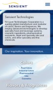 How sensient.com looks like on a mobile device such as an iPhone.