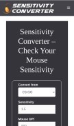 How sensitivityconverter.net looks like on a mobile device such as an iPhone.