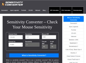 How sensitivityconverter.net looks like on a tablet such as an iPad.
