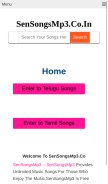 How sensongsmp3.co.in looks like on a mobile device such as an iPhone.