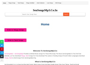 How sensongsmp3.co.in looks like on a tablet such as an iPad.