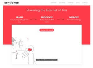 How sentiance.com looks like on a tablet such as an iPad.