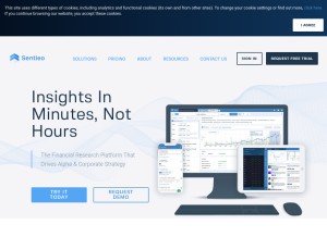 How sentieo.com looks like on a tablet such as an iPad.
