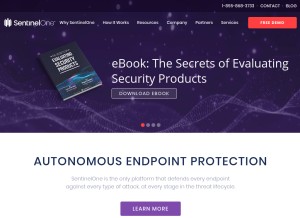 How sentinelone.com looks like on a tablet such as an iPad.