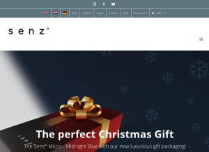 How senz.com looks like on a tablet such as an iPad.