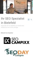 How seobielefeld.com looks like on a mobile device such as an iPhone.
