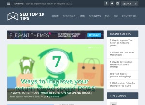How seotop10tips.com looks like on a tablet such as an iPad.