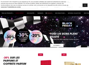 How sephora.fr looks like on a tablet such as an iPad.