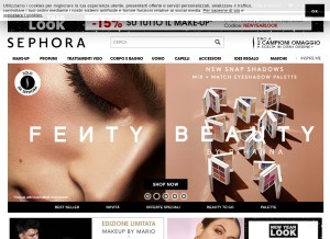 How sephora.it looks like on a tablet such as an iPad.