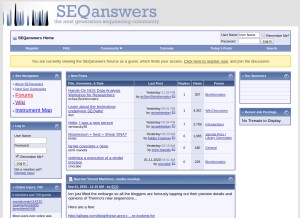 How seqanswers.com looks like on a tablet such as an iPad.