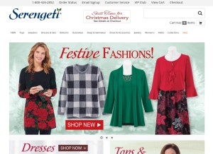 How serengetifashions.com looks like on a tablet such as an iPad.
