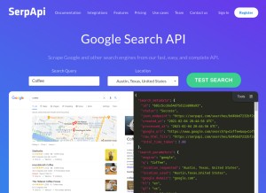 How serpapi.com looks like on a tablet such as an iPad.