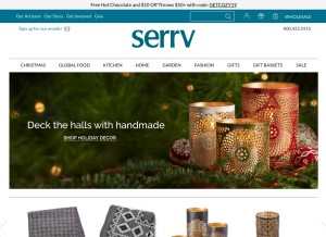 How serrv.org looks like on a tablet such as an iPad.