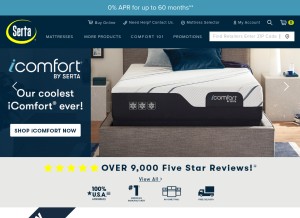 How serta.com looks like on a tablet such as an iPad.