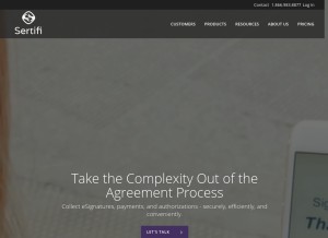 How sertifi.com looks like on a tablet such as an iPad.