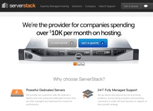 How serverstack.com looks like on a tablet such as an iPad.