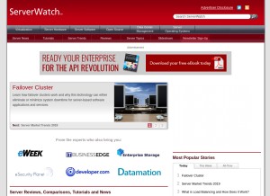 How serverwatch.com looks like on a tablet such as an iPad.