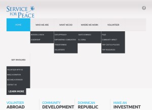 How serviceforpeace.org looks like on a tablet such as an iPad.