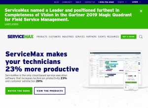 How servicemax.com looks like on a tablet such as an iPad.
