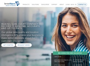 How serviceobjects.com looks like on a tablet such as an iPad.