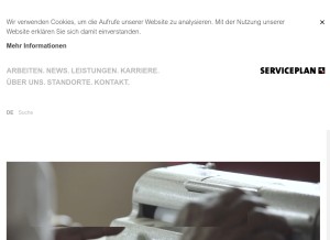 How serviceplan.com looks like on a tablet such as an iPad.