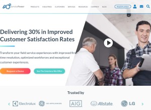 How servicepower.com looks like on a tablet such as an iPad.