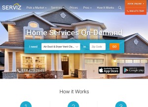 How serviz.com looks like on a tablet such as an iPad.