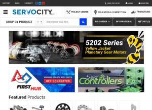 How servocity.com looks like on a tablet such as an iPad.
