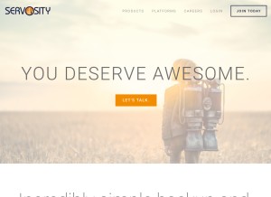 How servosity.com looks like on a tablet such as an iPad.