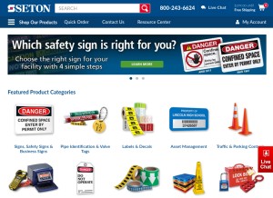 How seton.com looks like on a tablet such as an iPad.